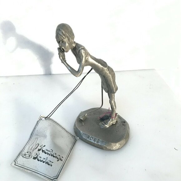 Heritage Pewter Figurine Woman Golfer Golfing Golf Mothers Day Gift NWT RARE - Picture 3 of 6